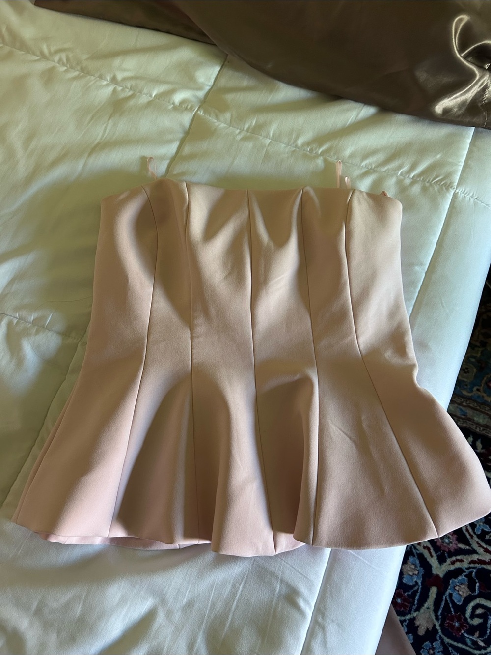 Zara Blush Pink Strapless Peplum Top